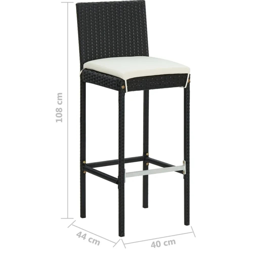 Discount Puutarhan bistrosarja 3-osainen tyynyillä polyrottinki musta (95445) Parvekekalusteet