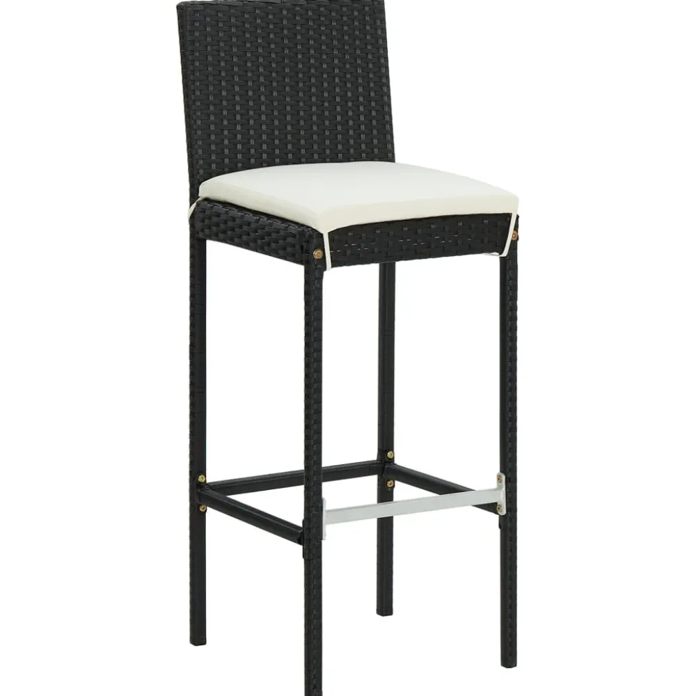 Discount Puutarhan bistrosarja 3-osainen tyynyillä polyrottinki musta (95445) Parvekekalusteet
