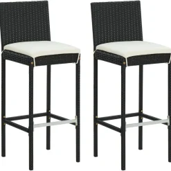 Discount Puutarhan bistrosarja 3-osainen tyynyillä polyrottinki musta (95445) Parvekekalusteet