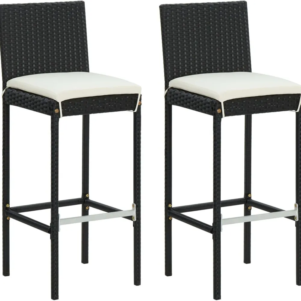 Discount Puutarhan bistrosarja 3-osainen tyynyillä polyrottinki musta (95445) Parvekekalusteet