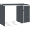 Puutarhan polttopuuvaja antrasiitti 245x98x159cm galv. teräs Polttopuukatokset