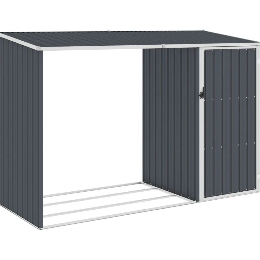 Puutarhan polttopuuvaja antrasiitti 245x98x159cm galv. teräs Polttopuukatokset