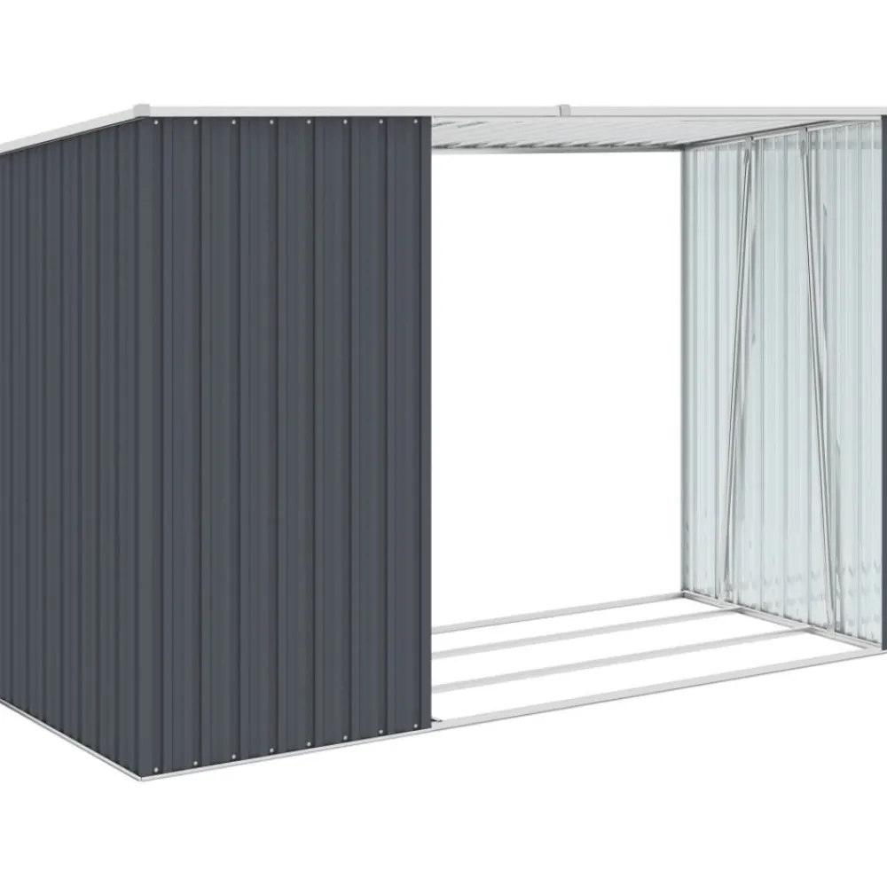 Puutarhan polttopuuvaja antrasiitti 245x98x159cm galv. teräs Polttopuukatokset