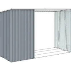 Puutarhan polttopuuvaja harmaa 245x98x159cm galvanoitu teräs Polttopuukatokset