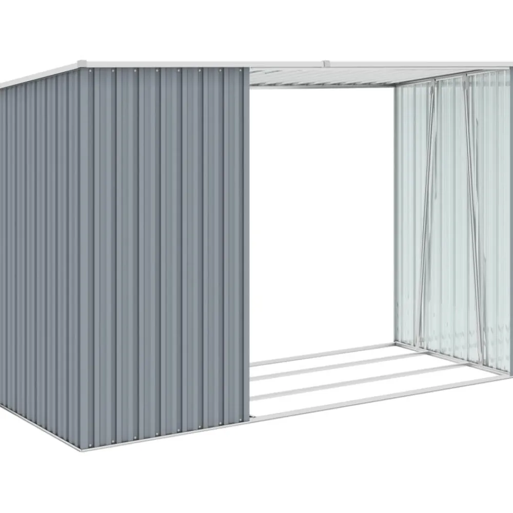 Puutarhan polttopuuvaja harmaa 245x98x159cm galvanoitu teräs Polttopuukatokset