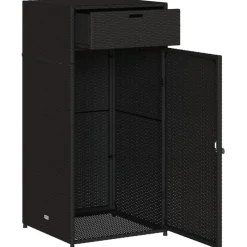 Puutarhan säilytyskaappi musta 55x55x111 cm polyrottinki*FinePRICE Clearance