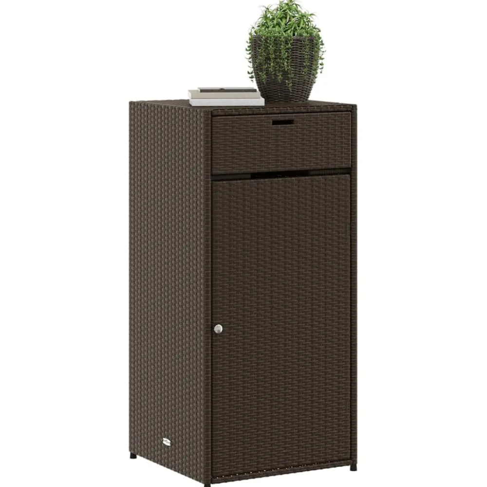 Puutarhan säilytyskaappi ruskea 55x55x111 cm polyrottinki*FinePRICE Discount
