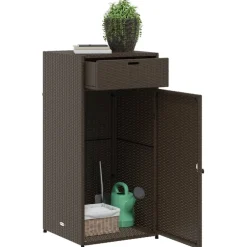 Puutarhan säilytyskaappi ruskea 55x55x111 cm polyrottinki*FinePRICE Discount
