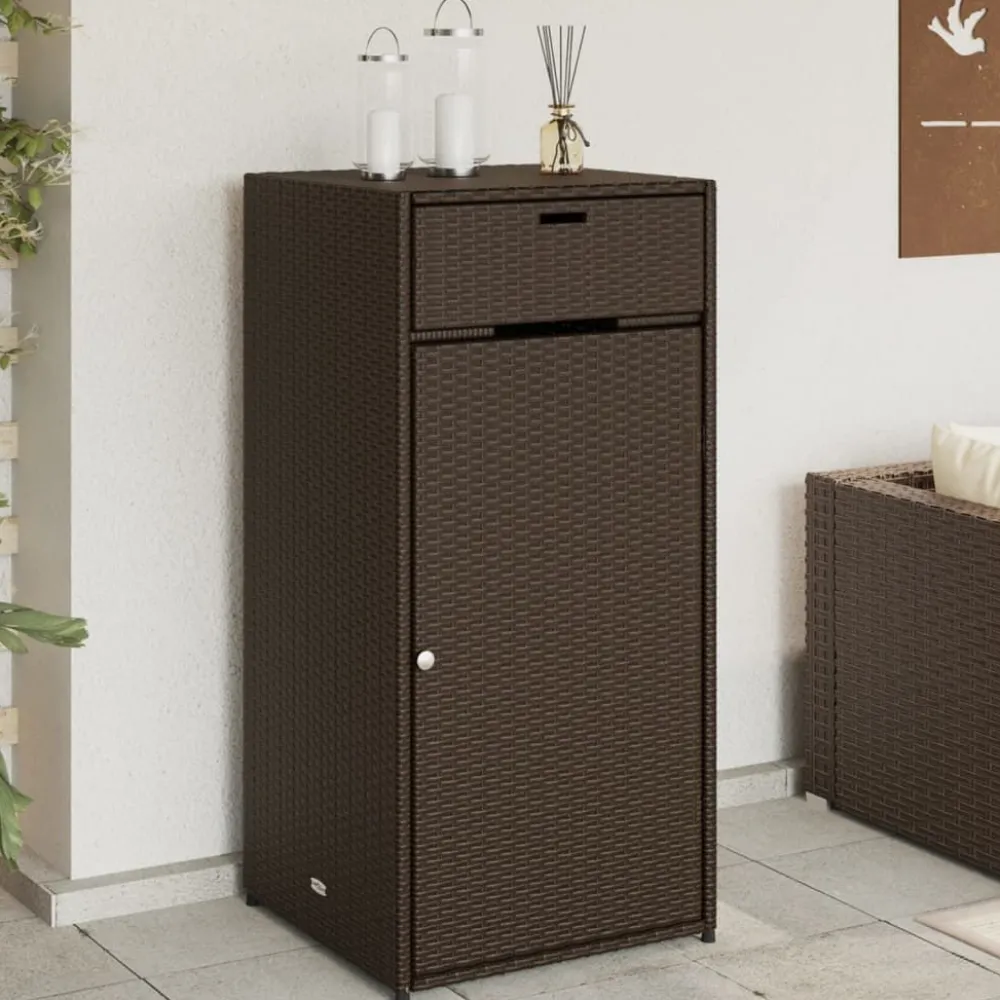 Puutarhan säilytyskaappi ruskea 55x55x111 cm polyrottinki*FinePRICE Discount