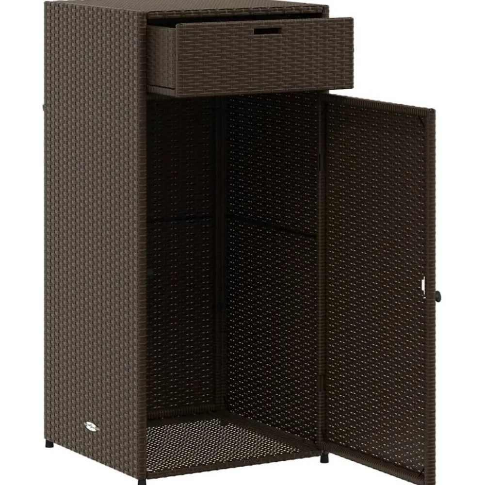 Puutarhan säilytyskaappi ruskea 55x55x111 cm polyrottinki*FinePRICE Discount