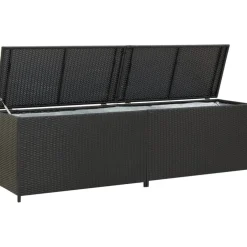 Discount Puutarhan säilytyslaatikko polyrottinki 200x50x60 cm musta Säilytyslaatikot Ulos|Polyrottinkikalusteet
