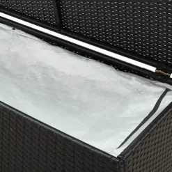 Discount Puutarhan säilytyslaatikko polyrottinki 200x50x60 cm musta Säilytyslaatikot Ulos|Polyrottinkikalusteet