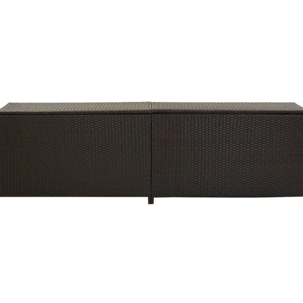 Clearance Puutarhan säilytyslaatikko polyrottinki 200x50x60 cm ruskea Säilytyslaatikot Ulos|Polyrottinkikalusteet