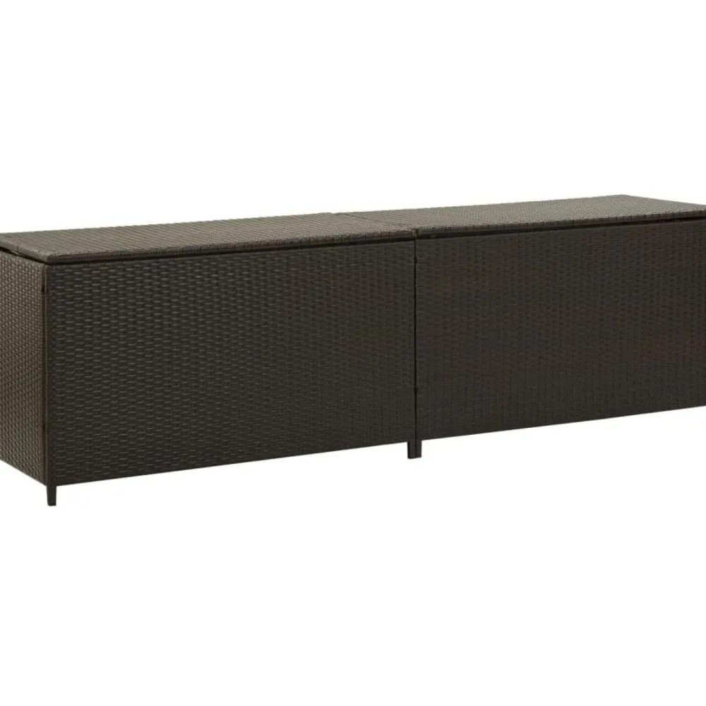 Clearance Puutarhan säilytyslaatikko polyrottinki 200x50x60 cm ruskea Säilytyslaatikot Ulos|Polyrottinkikalusteet