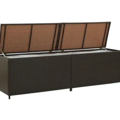 Clearance Puutarhan säilytyslaatikko polyrottinki 200x50x60 cm ruskea Säilytyslaatikot Ulos|Polyrottinkikalusteet