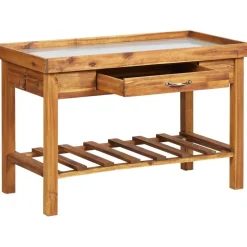Sale Puutarhan työpenkki sinkkipäällyksellä täysi akaasiapuu Kasvihuonetarvikkeet