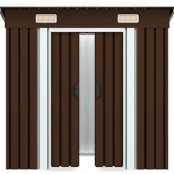 Outlet Puutarhan varastovaja ruskea 194x121x181 cm teräs 2,1m2 Puutarhavajat