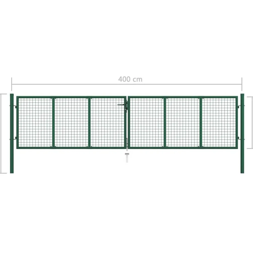 Puutarhan verkkoportti teräs 400x100cm vihreä*FinePRICE Online