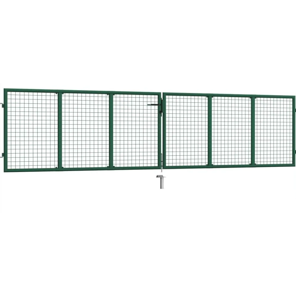 Puutarhan verkkoportti teräs 400x100cm vihreä*FinePRICE Online