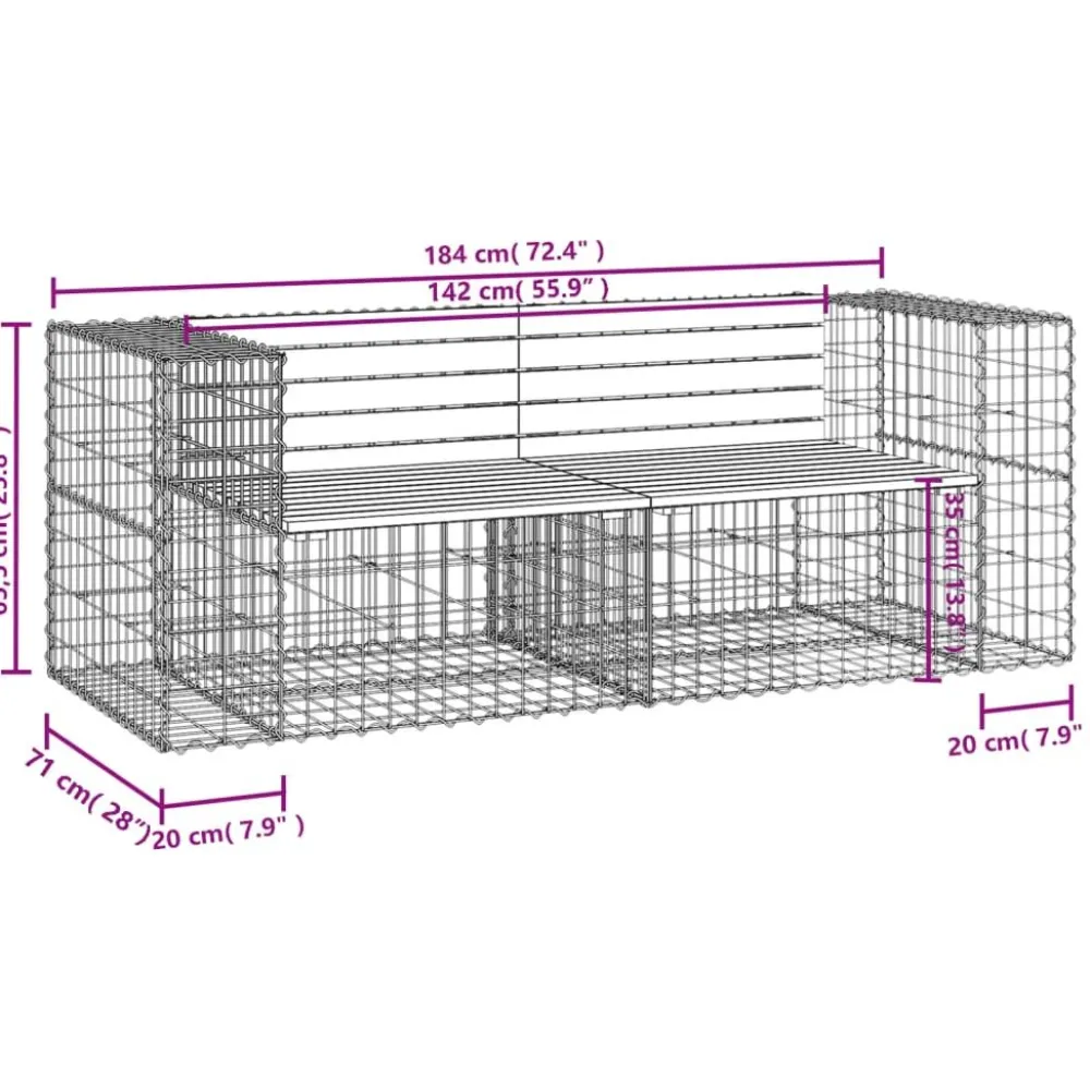 Puutarhapenkki kivikorilla 184x71x65,5 cm, douglaskuusi*FinePRICE Clearance