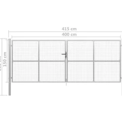 Puutarhaportti galvanoitu teräs 415x200cm hopea*FinePRICE Best