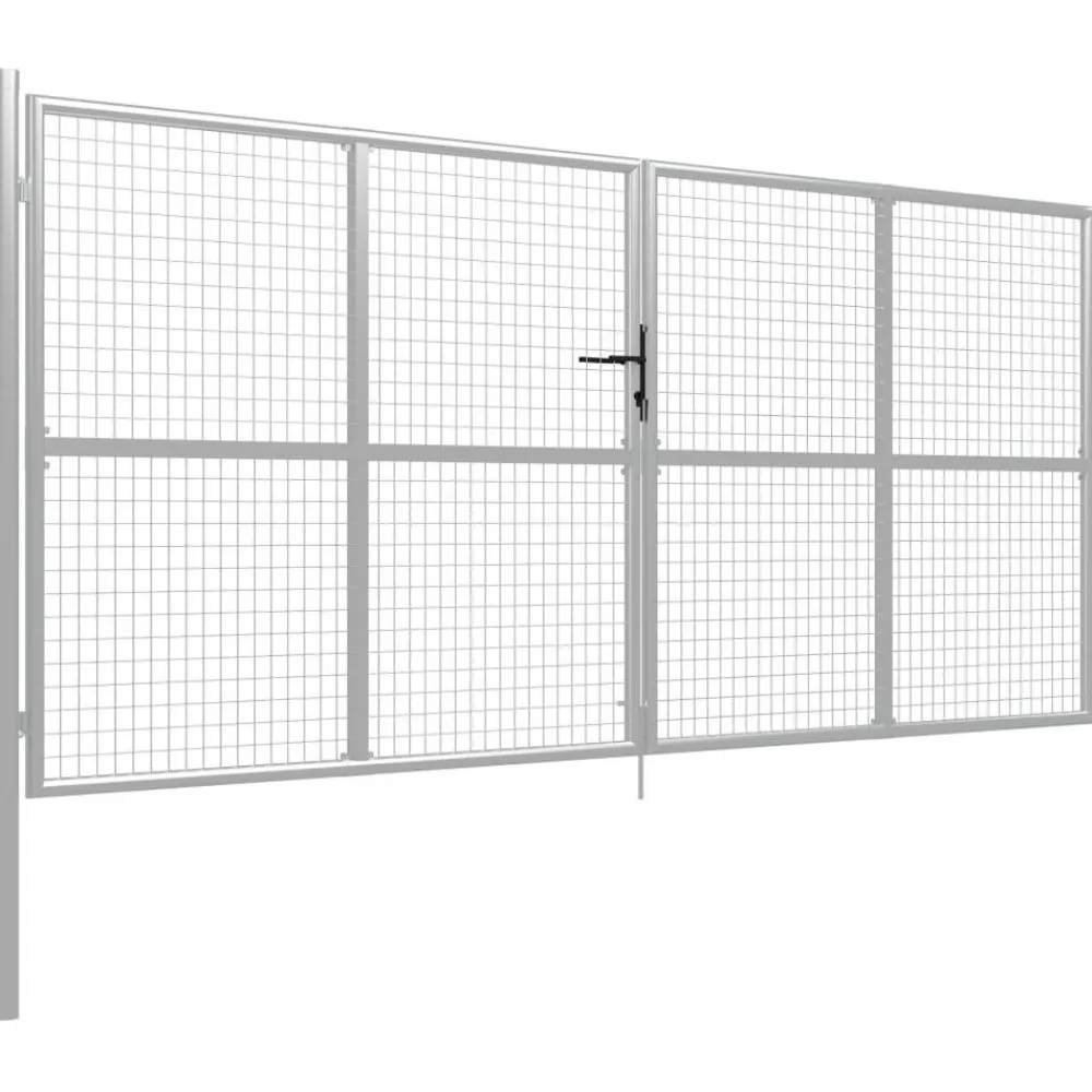 Puutarhaportti galvanoitu teräs 415x200cm hopea*FinePRICE Best
