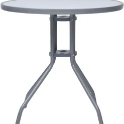 New Puutarhapöytä vaaleanharmaa 80 cm teräs ja lasi Puutarhapöydät