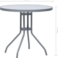 New Puutarhapöytä vaaleanharmaa 80 cm teräs ja lasi Puutarhapöydät