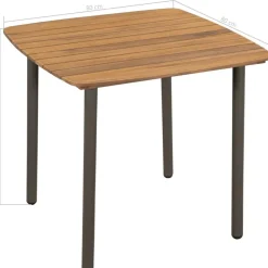 Discount Puutarhapöytä 80x80x72 cm akaasiapuu ja teräs Puutarhapöydät