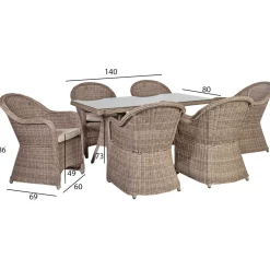 Puutarharyhmä TOSCANA, 6 tuolia, beige*Home4you Hot
