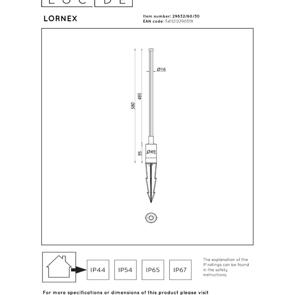 Sale Puutarhaspotti Lornex, 4.9x4.9cm, IP54, 6W, musta Puutarhavalaisimet