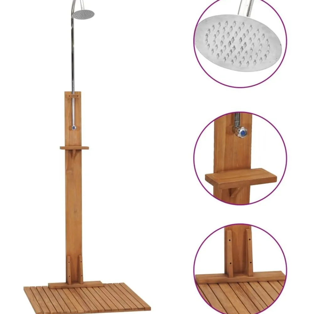 Puutarhasuihku 75x75x210 cm täysi tiikki*FinePRICE Outlet