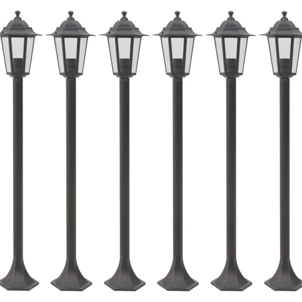 Pylväsvalaisimet puutarhaan 6 kpl e27 110cm alumiini pronssi*FinePRICE