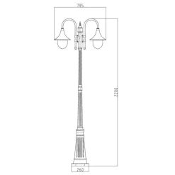 Sale Pylväsvalaisin Kartano PKT-2U 2200 mm 2-osainen musta Pylväsvalaisimet