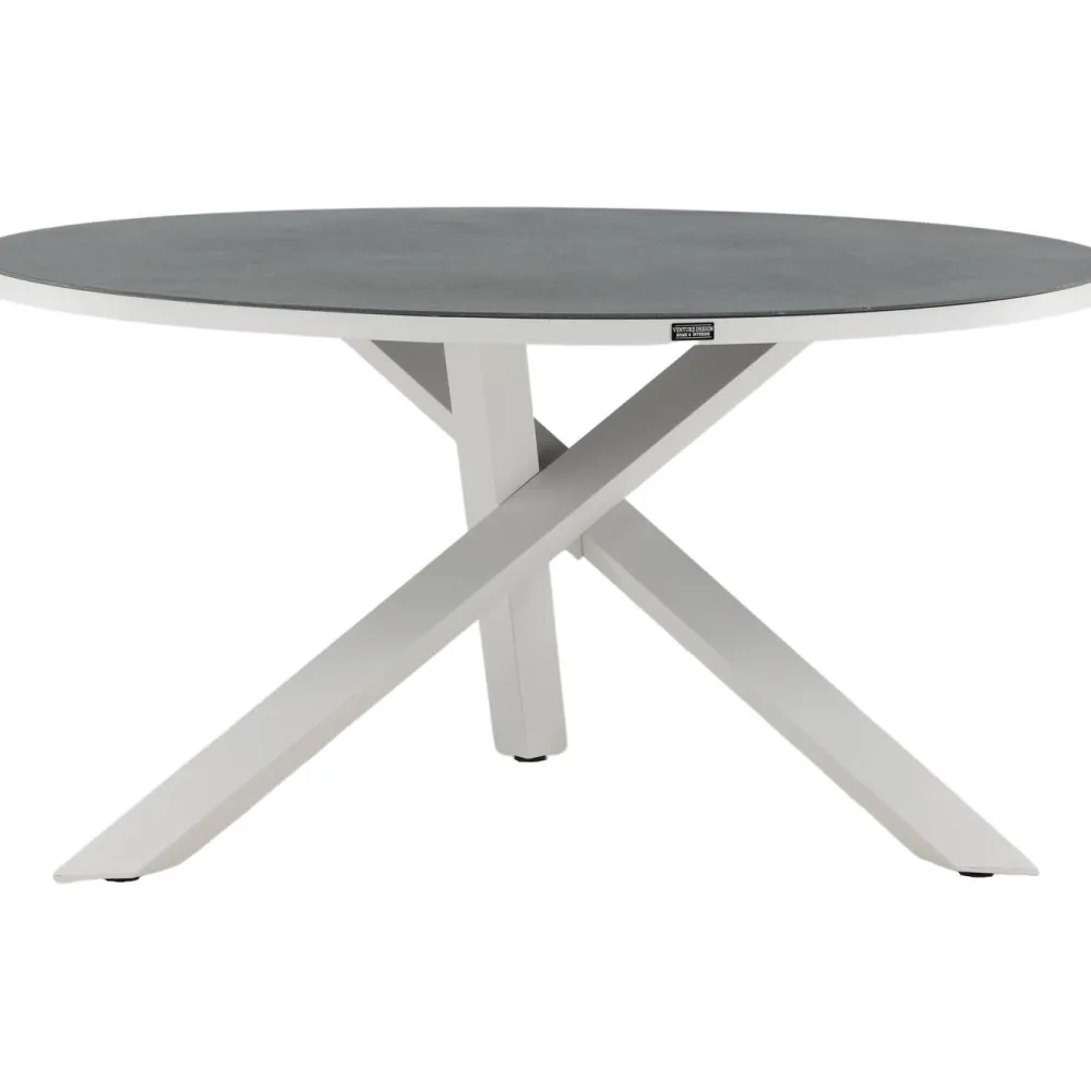 Discount Pyöreä ruokapöytä Copacabana 2, Ø140cm, harmaa/valkoinen Puutarhapöydät