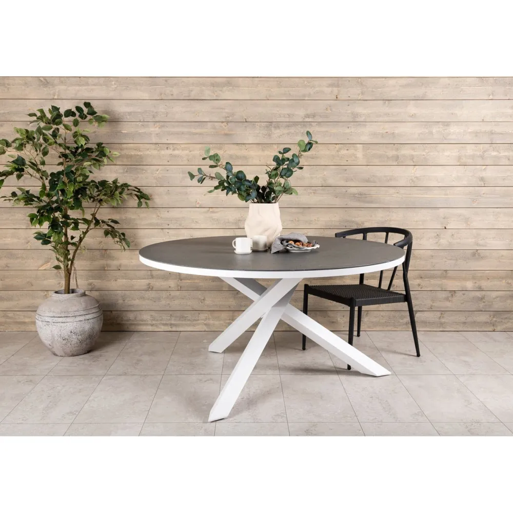Discount Pyöreä ruokapöytä Copacabana 2, Ø140cm, harmaa/valkoinen Puutarhapöydät