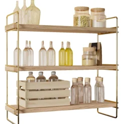 Pöytähylly Masa, 40x40cm, kulta/ruskea*Linento Furniture Online