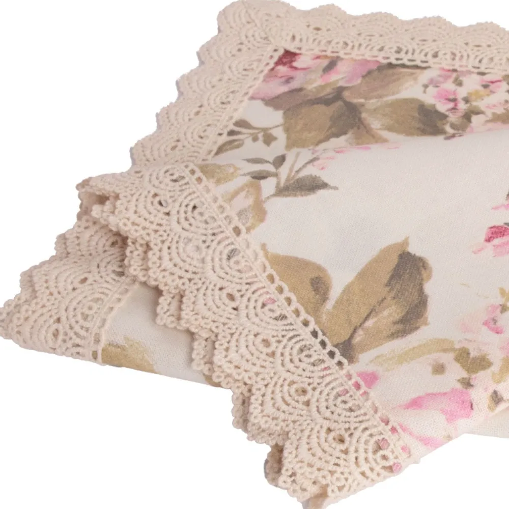 Pöytäliina HOLLY 75x75 cm, maalatut ruusut, vaaleanpunainen*Home4you Best