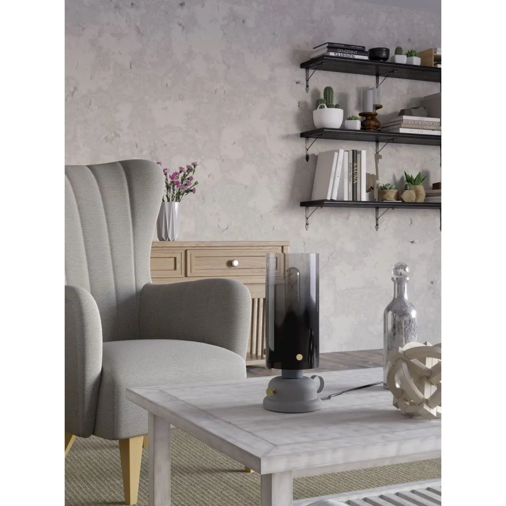 Outlet Pöytävalaisin Gargrave, Ø31.5cm, E27, 40W, IP20, harmaa/messinki Pöytävalaisimet