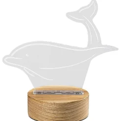 Pöytävalaisin Akali, puu/kirkas, delfiini*Rabalux Best