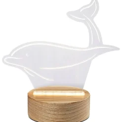 Pöytävalaisin Akali, puu/kirkas, delfiini*Rabalux Best
