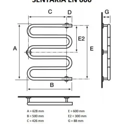 New Pyyhekuivain EN 600 500x628 mm vesi rst Vesikiertoiset Pyyhekuivaimet
