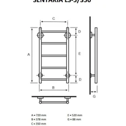 Pyyhekuivain LS-5/350 378x720 mm vesi kromi*Sentakia Hot