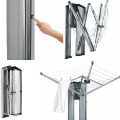 Pyykinkuivausteline WallFix 24 m seinäkiinnityksellä + suojakaappi*Brabantia Sale