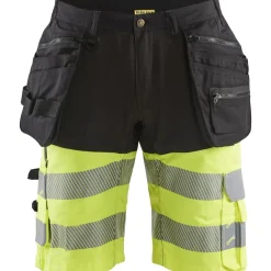 Best Riipputaskushortsit 1596 Highvis Stretch musta/huomiokeltainen Työhousut