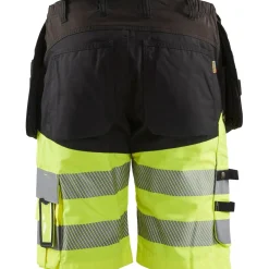 Best Riipputaskushortsit 1596 Highvis Stretch musta/huomiokeltainen Työhousut