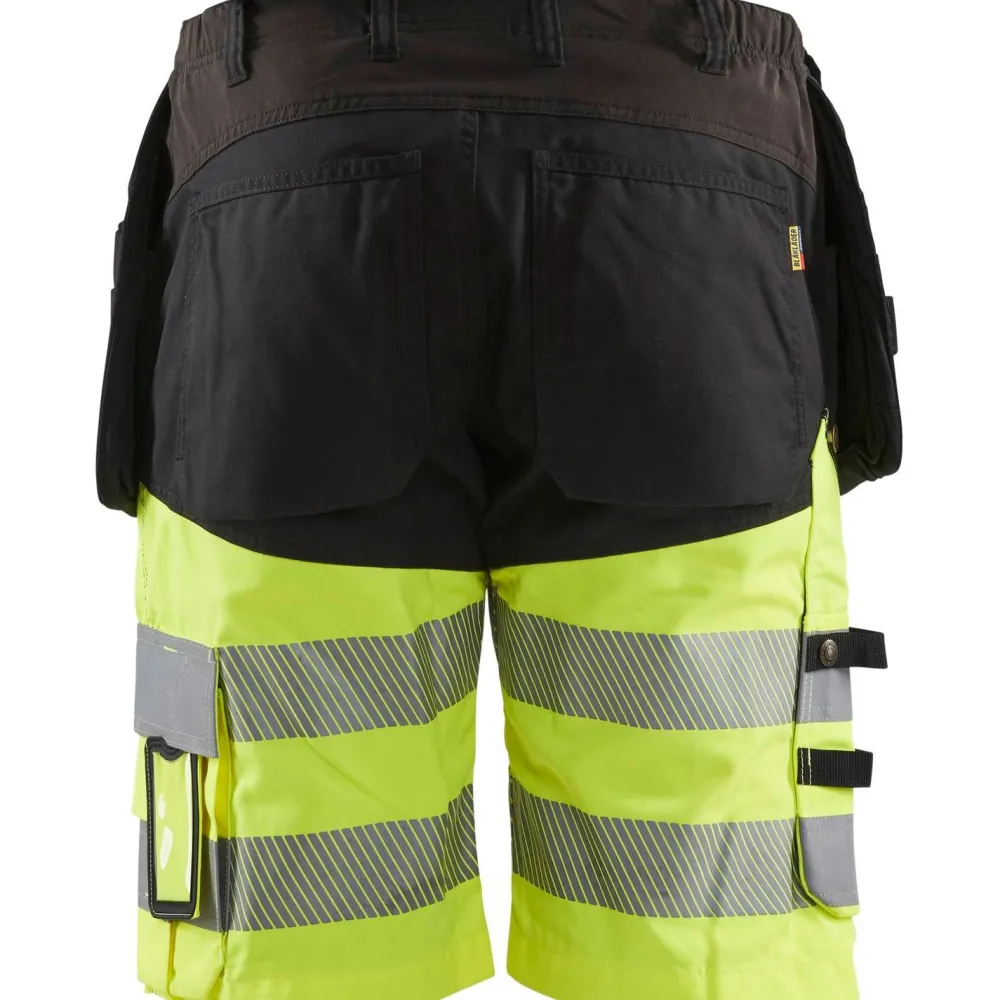 Best Riipputaskushortsit 1596 Highvis Stretch musta/huomiokeltainen Työhousut