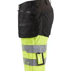 Best Riipputaskushortsit 1596 Highvis Stretch musta/huomiokeltainen Työhousut