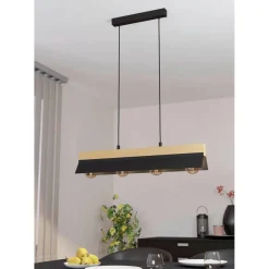 Sale Riippuvalaisin Tarrafo 4x40W 88x15cm musta/puu Riippuvalaisimet