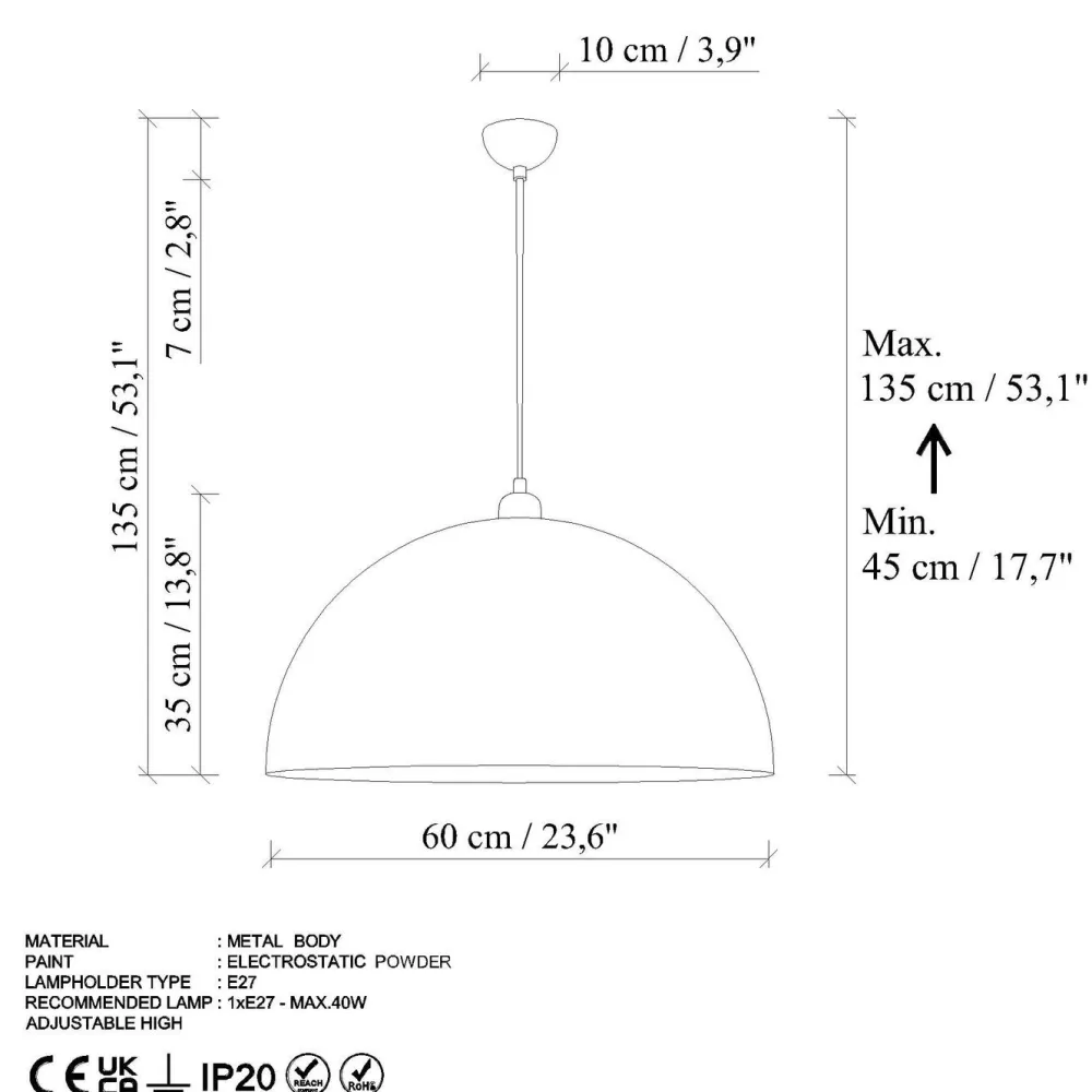 Riippuvalaisin KURE RETRO, Ø60cm, tummanruskea*Linento Lighting New